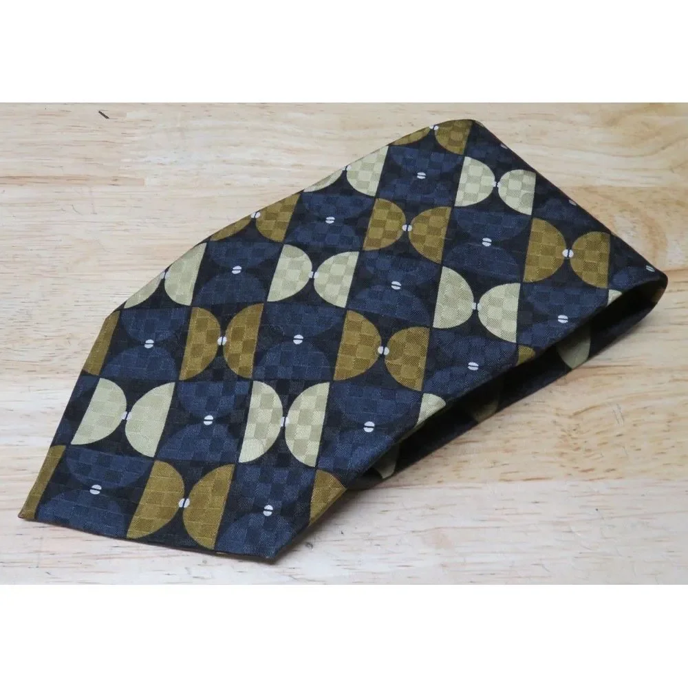 Mens Jhane Barnes Silk Neck Tie‎ Multicolor Geometric